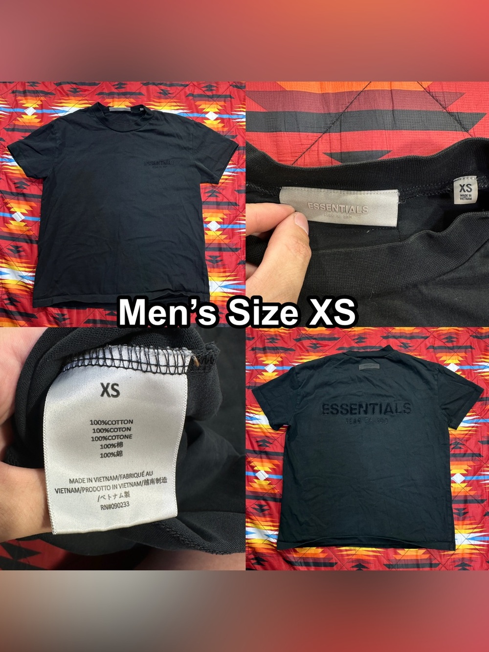 Fear Of God Essentials Short Sleeve Black T-Shirt Men’s Size XS